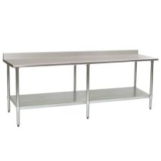 L&J B5SG1484 14x84-inch Stainless Steel Work Table with Backsplash and Galvanized Undershelf