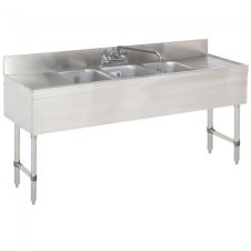 L&J BAR1014-3RL, 3-Compartment Bar Sink with Two Drainboards