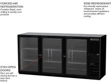 Beverage Air BB72HC-1-G-B, Black 3 Glass Door Refrigerated Back Bar Storage Cabinet, 115 Volts