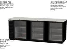 Beverage Air BB94HC-1-G-B, Black 3 Glass Door Refrigerated Back Bar Storage Cabinet, 115 Volts