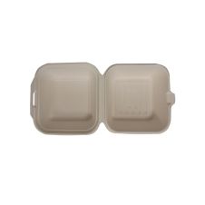 Hefty 00D72006ECO1, 6x6x3-Inch ECOSAVE PFAS-Free 1-Compartment Bagasse Fiber Hinged Container, 100/PK