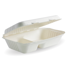9x6x2.5 Eco-Friendly Disposable Takeout Box / Double Compartment