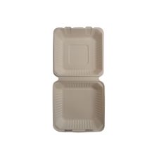 Hefty 00D72001ECO1, 9x9x3-Inch ECOSAVE PFAS-Free 1-Compartment Bagasse Fiber Hinged Container, 50/PK