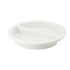 C.A.C. BF-R17, 15.38-Inch White Divided Round Porcelain Pan, 4 PC/CS