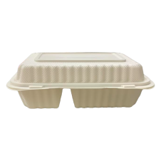 BG962, 9x6-Inch 2-Comp White Microwavable Hinged MFPP Container, 150/CS