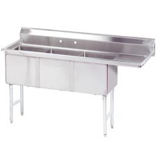 Blue Air ВЅ3-18-12-R, 18x18-inch 3-Compartment Stainless Steel Sink with Right Drainboard