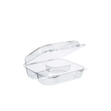 Dart C51UT3 8x8x3-Inch StayLock Clear OPS 3-Compartment Container With A Dome Hinged Lid, 250/CS