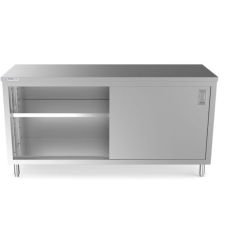 Prepline PC-2472, 24x72-Inch Stainless Steel Enclosed Base Work Table w/ Sliding Doors and Adjustable Shelf, NSF