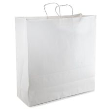 DURO 18x7x18 3/4-Inch 70# White Paper Shopping Bag with Twisted Handles, 200/CS