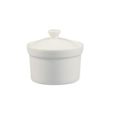 C.A.C. CAS-B10, 10 Oz 4-Inch Bone White Stoneware Soup Bowl with Lid, 24-Set/CS
