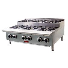 Omcan CE-CN-HP36-S, 36-inch 6 Burners Countertop Step-Up Natural Gas Hot Plate