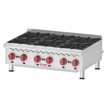 Omcan CE-CN-HP636M, 36-inch 6 Burners Countertop Natural Gas Hot Plate with Manual Control
