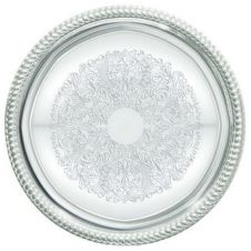 Winco CMT-14, 14-Inch Chrome Plated Round Serving Tray with Engraved Edge