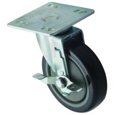 Winco CT-44B, Universal Casters, 4x4-Inch Plate, 5-Inch Wheel, with Brake, 2-Piece Set