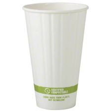 World Centric CU-PA-16D, 16 Oz White Paper Double-Wall Hot Cups, 1000/CS
