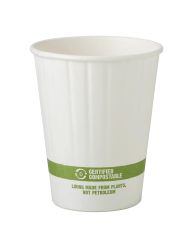 World Centric CU-PA-8D, 8 Oz White Paper Double-Wall Hot Cups, 1000/CS