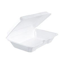Dart 206HT1R 9x6x3-Inch Performer White Insulated Foam Container With A Removable Hinged Lid, 200/CS