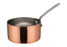 Winco DCWA-203C, 3.12-Inch Dia Stainless Steel Mini Sauce Pan with Long Handle, Copper Plated