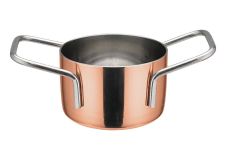 Winco DCWE-201C, 2.75-Inch Dia Stainless Steel Mini Casserole Pot, 2 Handles, Copper Plated