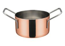 Winco DCWE-203C, 3.5-Inch Dia Stainless Steel Mini Casserole Pot, 2 Handles, Copper Plated