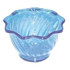 Yanco DS-005B 6 Oz Blue Flower Shaped Plastic Desert Dish, 48/CS