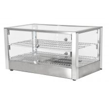 Omcan DW-CN-0080-L, 28-inch 2 Doors Countertop Stainless Steel Angled Glass Display Warmer