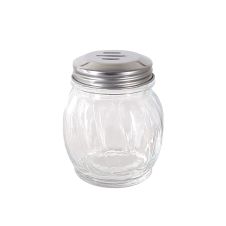 C.A.C. G5CS-6SL, 6 Oz Glass Cheese Shaker with Stainless Steel Slotted Top, DZ