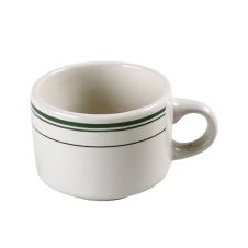 Yanco GB-23 7 Oz 3x2.5-Inch Porcelain Green band Stackable Cup, 36/CS