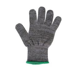 Winco GCRA-S, Small Gray Cut Resistant Glove, Anti-Microbial Agent, ANSI Lvl A5, Green Wristband