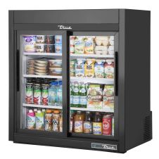 True GDM-09-SQ-HC-LD, 36-Inch Black 2 Glass Slide Door Countertop Refrigerated Merchandiser