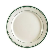 C.A.C. GS-16, 10.5-Inch Stoneware Greenbrier Dinner Plate with Green Band, DZ