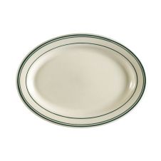 C.A.C. GS-51, 15.5-Inch Greenbrier Green Band Stoneware Oval Platter, DZ