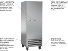 Beverage Air HBR12HC-1, 24-Inch 12.06 cu. ft. Bottom Mounted 1 Section Solid Door Reach-In Refrigerator