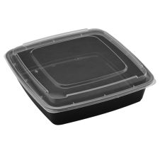 Fineline Settings 17CPSB48, 8x8-Inch 48 Oz PP Square Bowl with Lid, 100/CS