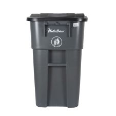 Plex P575-00898, 50 Gal Gray Rollout/Wheeled Trash Can/Container