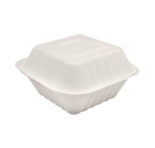 SafePro BC661, 6x6-Inch Bagasse Take Out Container with Hinged Lid 500/CS