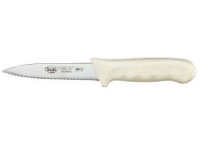 Winco KWP-31, 3.5-Inch Stal High Carbon Steel Serrated Paring Knife, White Polypropylene Handle, Pair