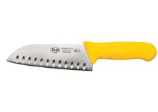 Winco KWP-70Y, 7-Inch Stal High Carbon Steel Santoku Knife, Polypropylene Handle, Yellow, NSF