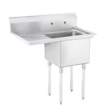 L&J LJ1216-1L, 12x16-Inch 1-Compartment Stainless Steel Sink with Left Drainboard