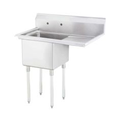 L&J LJ1216-1R, 12x16-Inch 1-Compartment Stainless Steel Sink with Right Drainboard