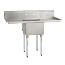 L&J LJ1216-1RL, 12x16-Inch 1-Compartment Stainless Steel Sink with Right and Left Drainboard