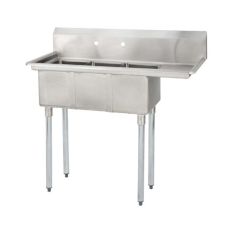 L&J LJ1416-3R 14x16-inch Stainless Steel 3-Compartment Sink with Right Drainboard