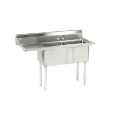 L&J LJ1515-2L, 15x15-Inch 2-Compartment Stainless Steel Sink with Left Drainboard