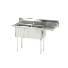 L&J LJ1515-2R, 15x15-Inch 2-Compartment Stainless Steel Sink with Right Drainboard