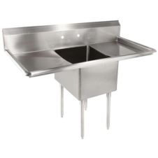 L&J LJ2424-1RL 24x24-inch Stainless Steel 1-Compartment Sink with Both-Side Drainboard