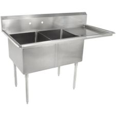 L&J LJ2424-2R 24x24-inch Stainless Steel 2-Compartment Sink with Right Drainboard