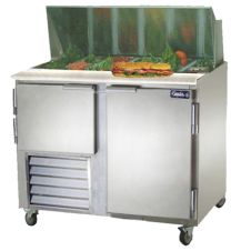 Leader LM36, 36-Inch Mega Top Bain Marie / Sandwich & Salad Refrigerated Prep Table with 1 Full & 1 Half Door