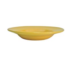 C.A.C. LV-3-Y, 12 Oz 8.75-Inch Yellow Stoneware Soup Plate with Rim, 2 DZ/CS