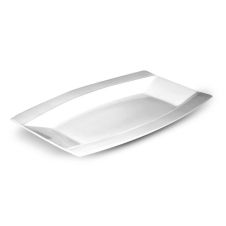 Modern M15814, 14-Inch White Pearl Rectangular Wide Rim Porcelain Serving Plate