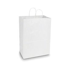 DURO 13x7x17-Inch 65# White Paper Shopping Bag with Handles, 250/PK